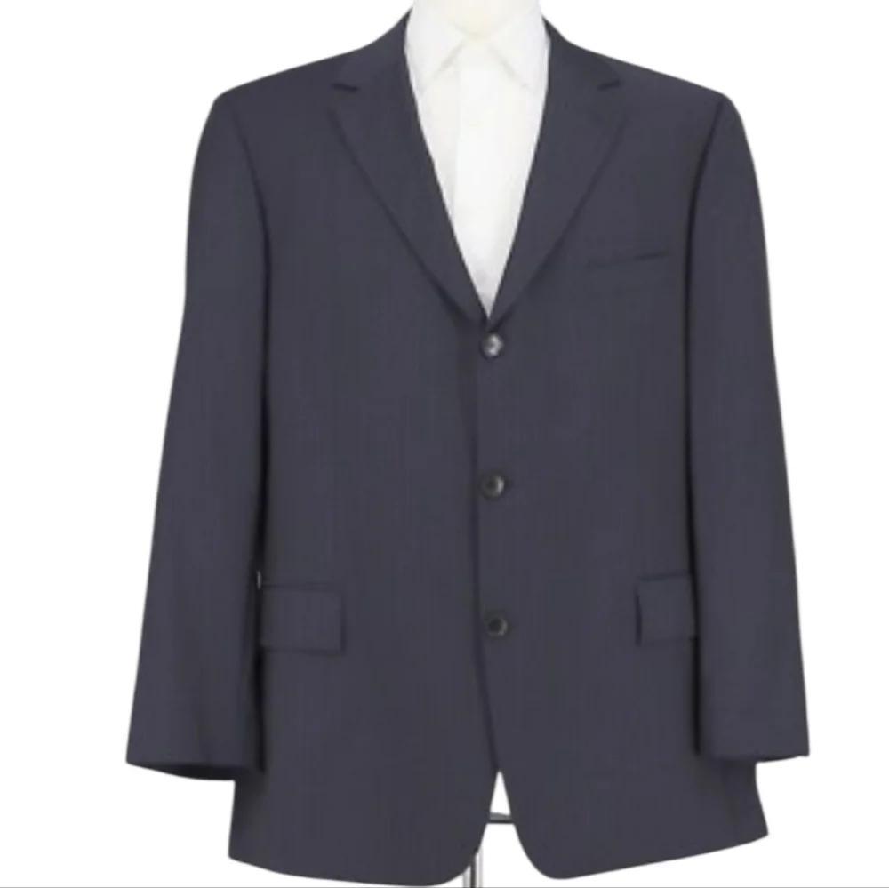 BOSS Hugo Boss Dark navy Blue cotton pinstriped Suit Jacket rosselini movie 38r